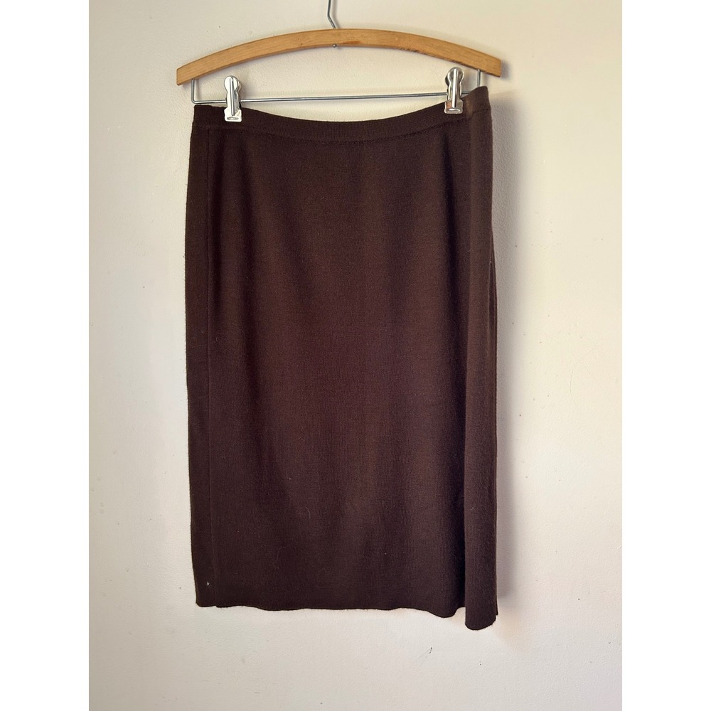 Vintage Linea by Louis Dell'Olio Women's Brown Knit Midi Skirt IndieSleeze